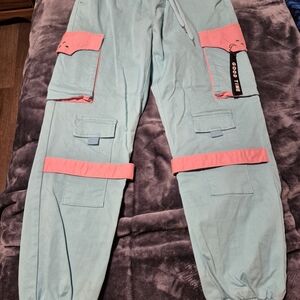 American Bazi Light Blue and Pink Cargo Pants